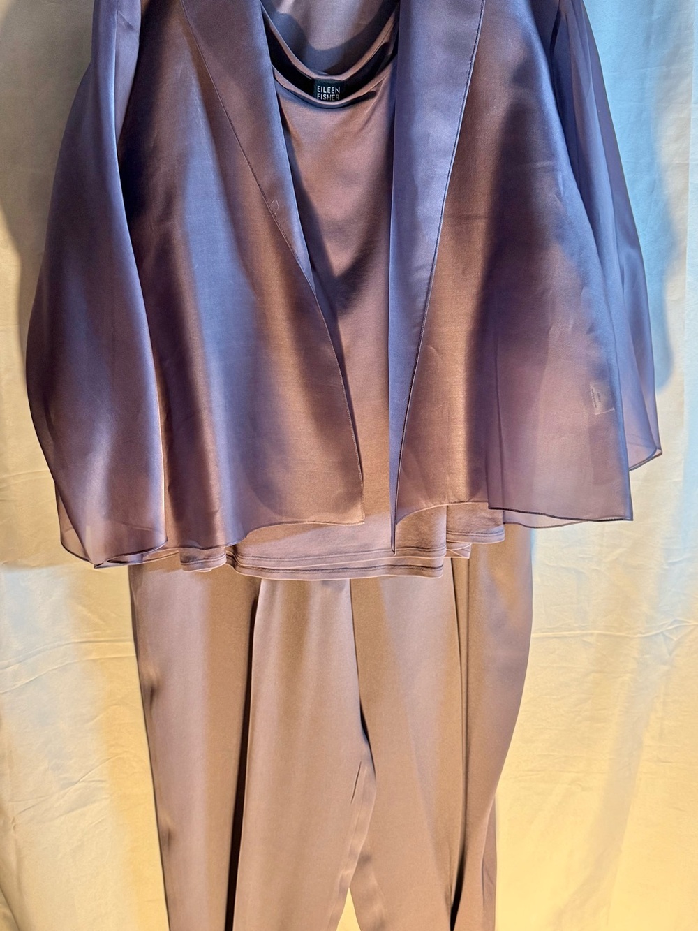 Eileen Fisher 2X Silk Lavender Sheer Open-Front Jacket - Picture 6 of 9